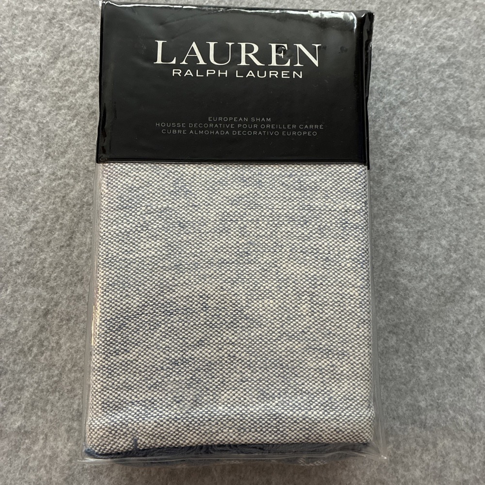 NEW Lauren Ralph Lauren Marley Fringe Euro Sham 26x26 Light Blue MSRP $13